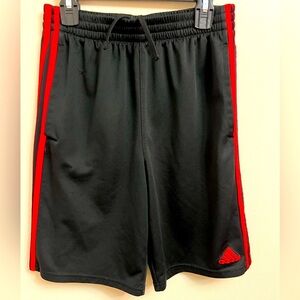Adidas Black and Red Athletic Shorts with Elastic Waistband